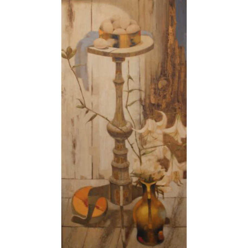 Untitled "265" Plant Stand with Eggs and Cantaloupe