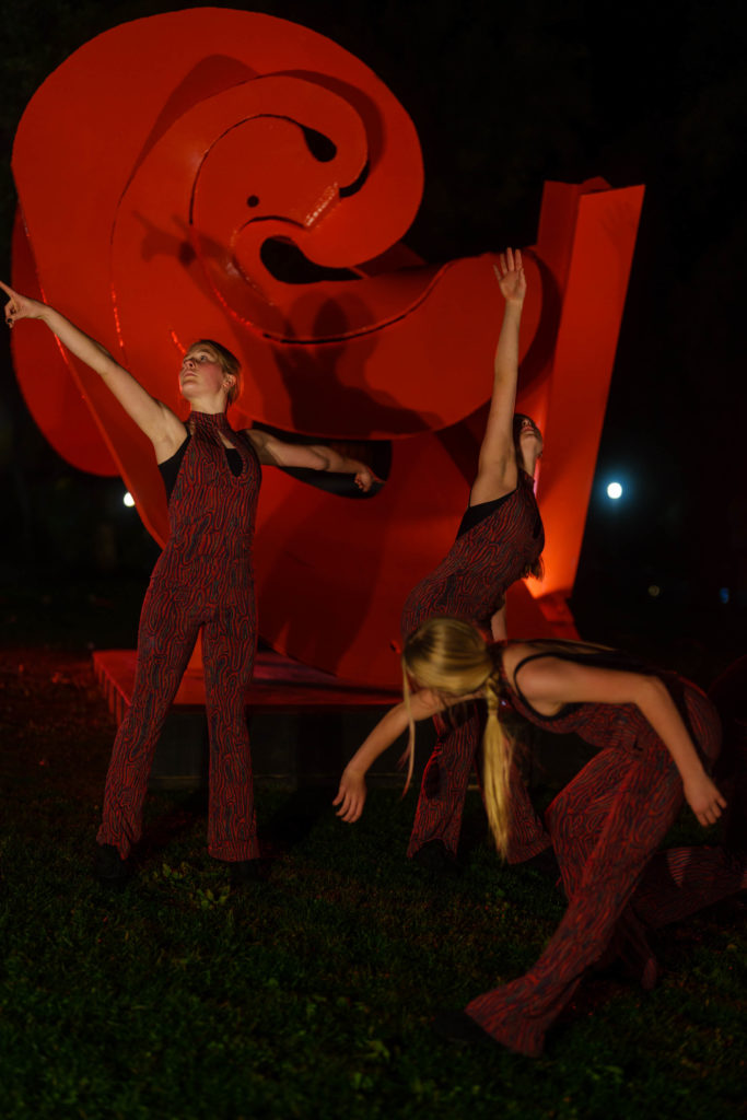 Dress rehearsal of "Spira" - a dance piece piece choreographed by SLO Movement ARts Collective's Maartje Herman. The dance was inspired by Mark di Suvero's sculpture "Mamma Mobius" which is the structure sitting on the center of the lawn.