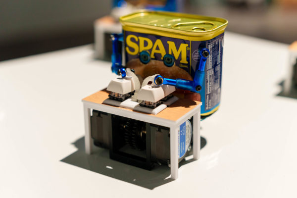 Close-up of a SPAM-bot with his little keyboard keys, ready to type nonsense