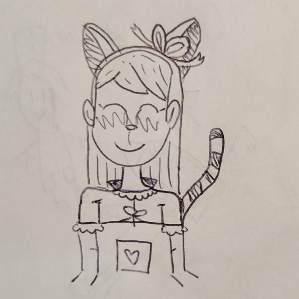 A cartoon drawing of a girl with cat ears and a tail; japanimation style. From SLOMA's guest book