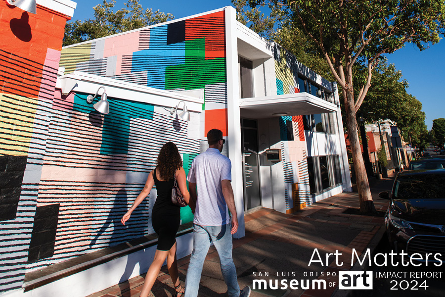 2024 Impact Report: two people hold hands as they walk by the museum