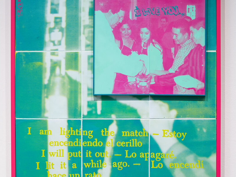 You Will Set The World On Fire, 2025 Screenprint on ceramic tiles showing a baptism