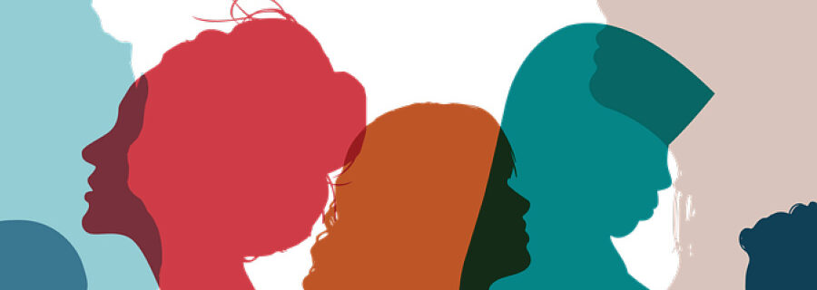 Overlapping silhouettes in primary colors