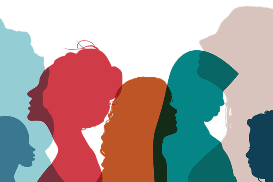 Overlapping silhouettes in primary colors