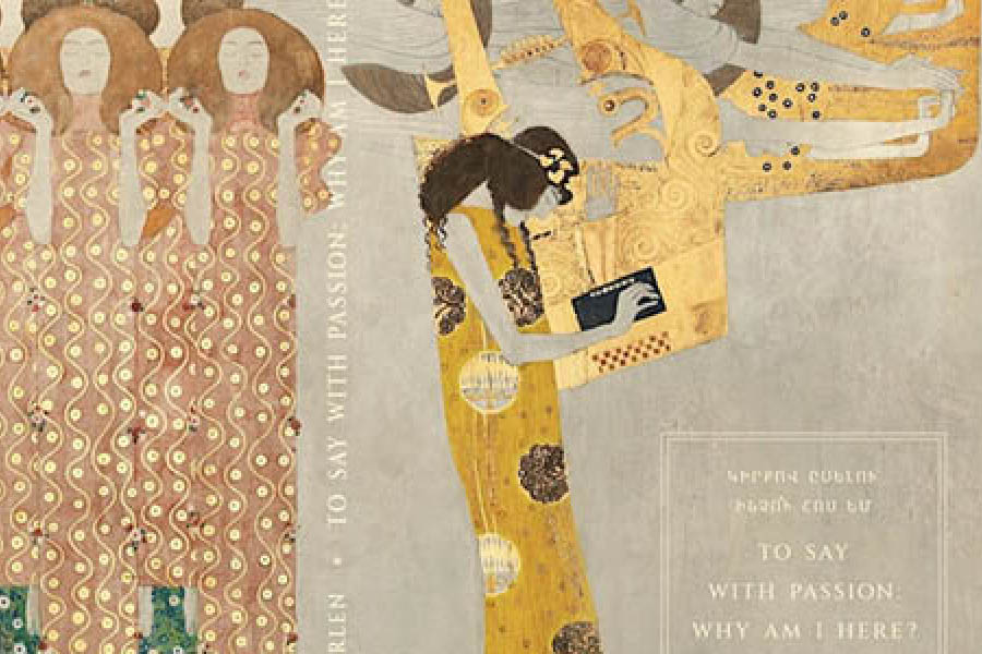 Gilt book cover featuring art deco designs