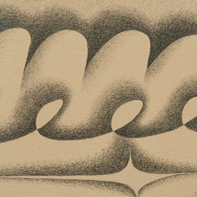 passing 600x400 Painting depicting loops in beige and black