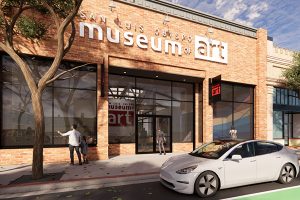 Introducing 778 Higuera Introducing SLOMA's new home at 778 Higuera: an artist's rendering of a new brick facade of a museum