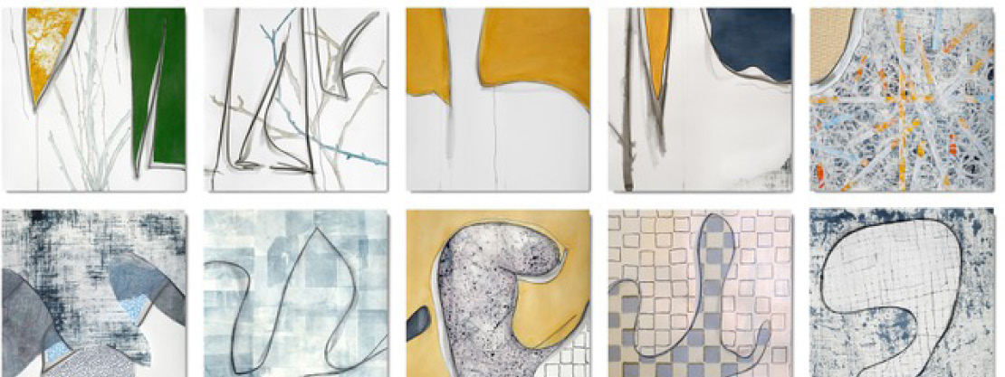 Hoffman long banner Printed tiles in a grid