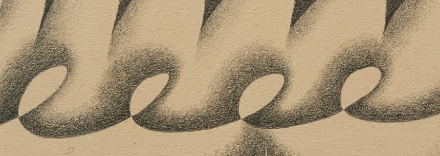 Painting depicting loops in beige and black