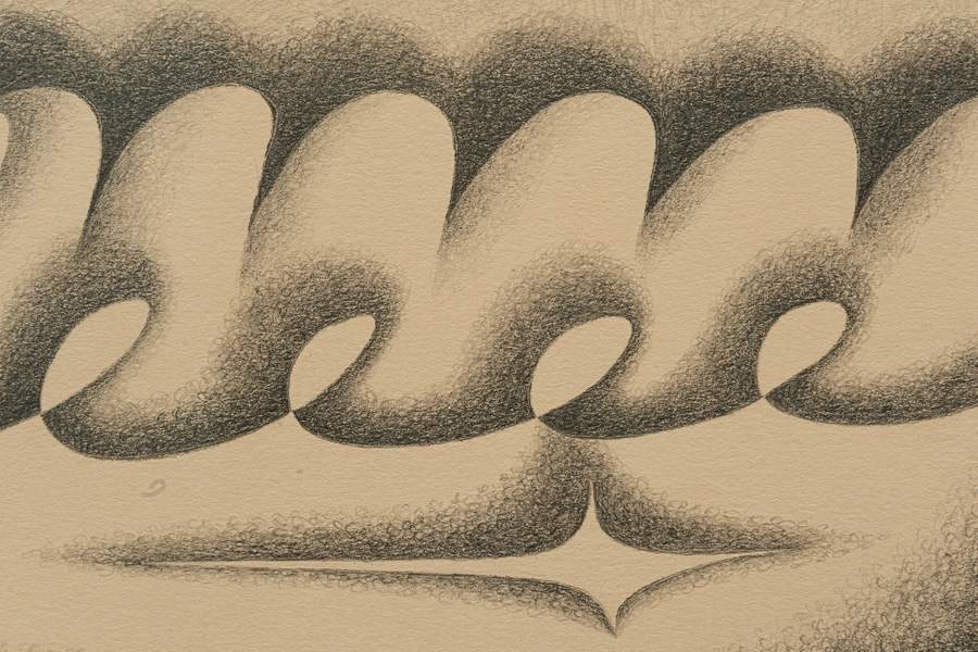 Painting depicting loops in beige and black